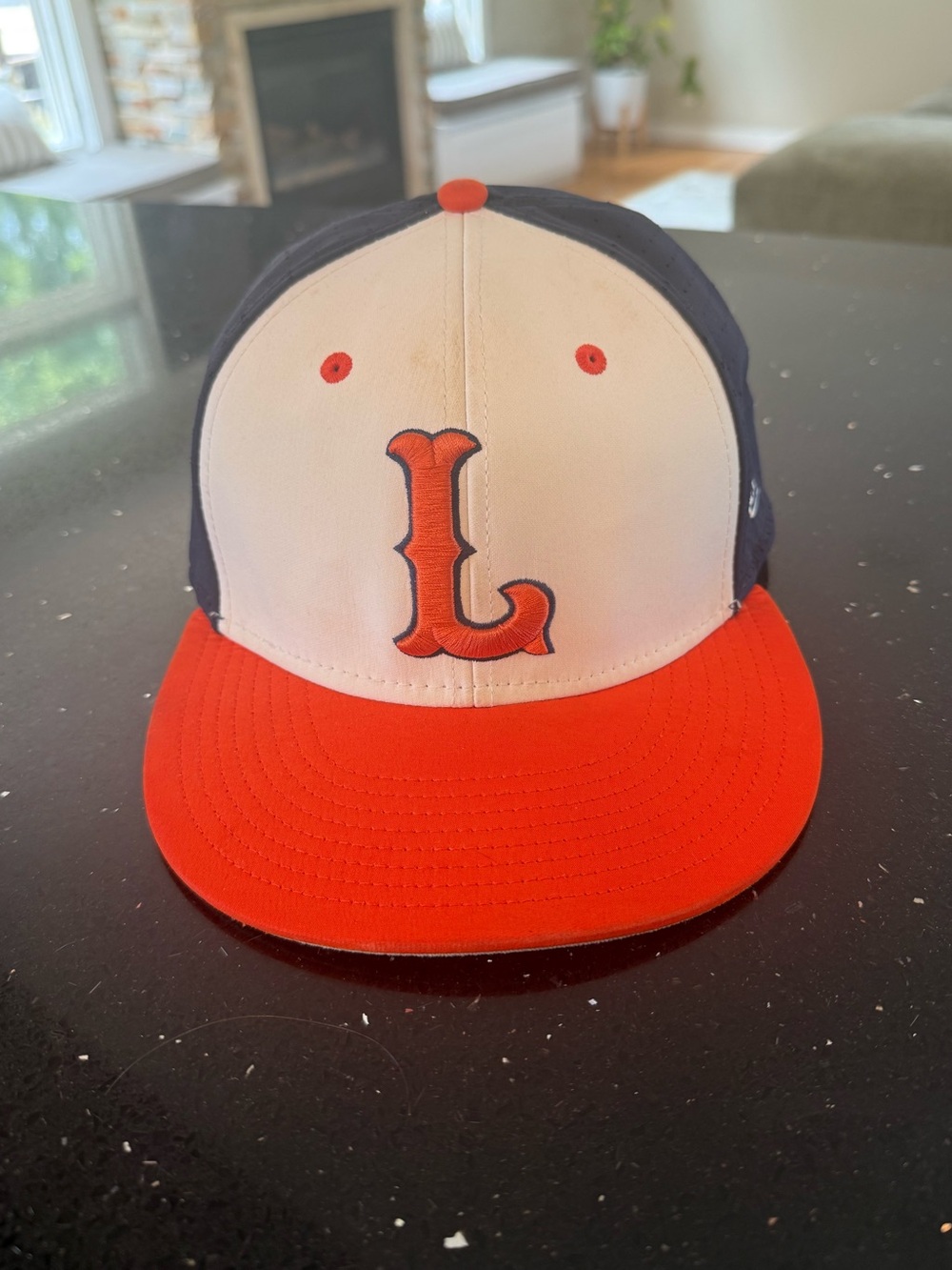The Game Pro Orange, White & Navy Baseball Cap with Embroidered 'L'